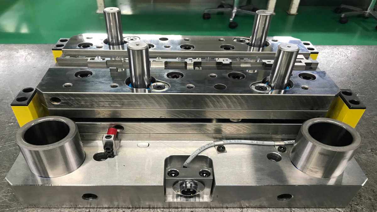 Metal stamping press in action