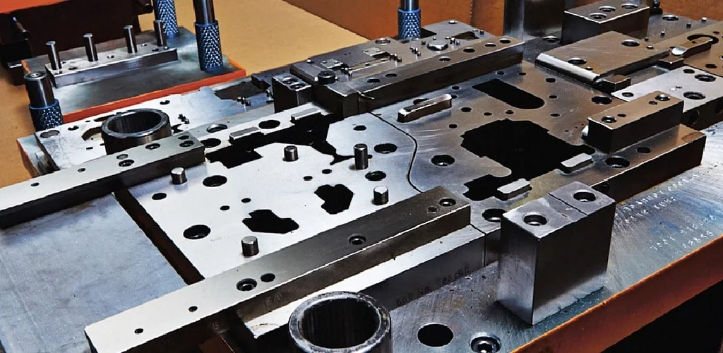 Metal stamping press in action